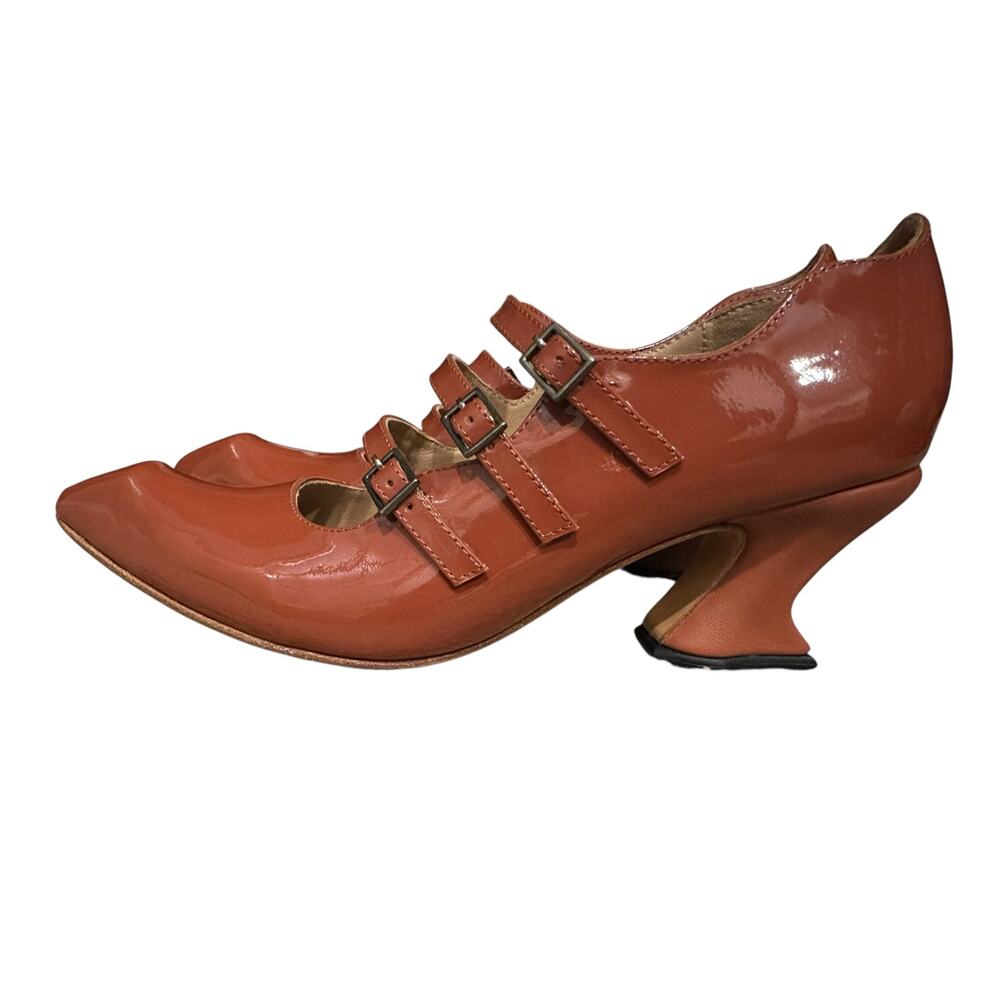 *SOLD* EUC John Fluevog Classy Triple Strap Mary Jane Heels Red Brown Size 8/8.5 - Picture 3 of 9